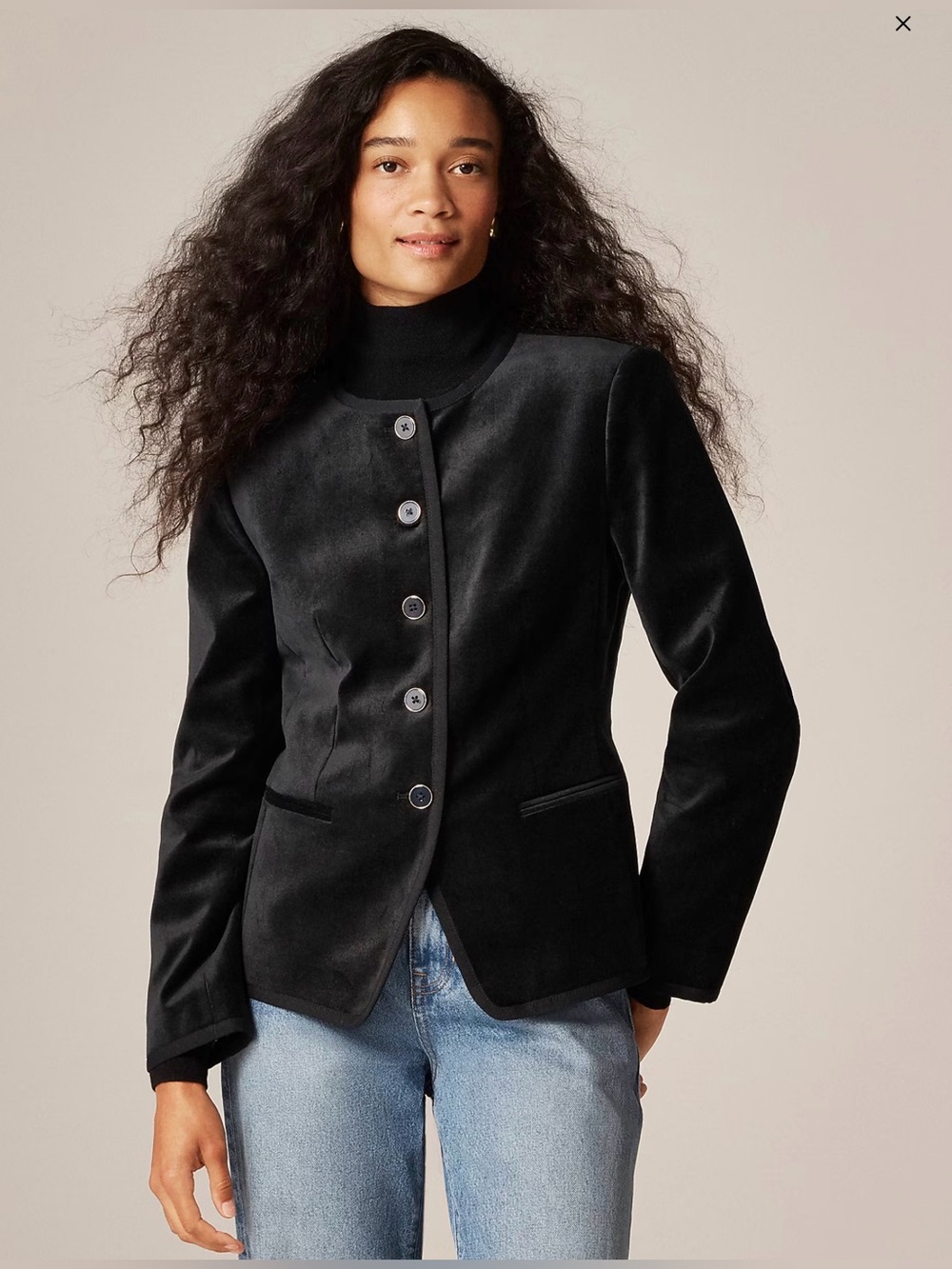 NWT J Crew Cora lady jacket in velvet Blazer Sz 4 Black